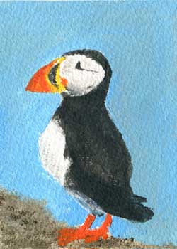 "I'm A Puffin" by Bruce Braun, Fitchburg WI - Acrylic - SOLD